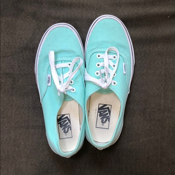 teal and white vans